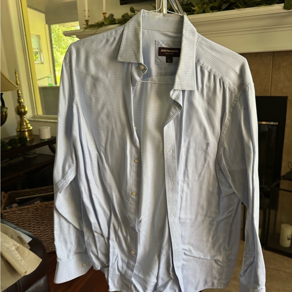 Johnston & Murphy Sky Blue Patterned Shirt